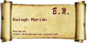 Balogh Marián névjegykártya