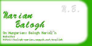 marian balogh business card